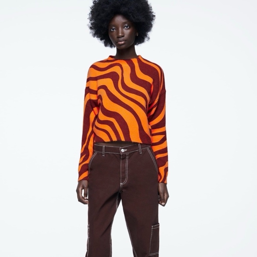 Zara - Jacquard Psychedelic Knit Wool Blend Sweater